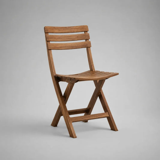 Chaise de jardin pliante en bois brun naturel avec dossier à lattes, 46 × 56 × 87 cm