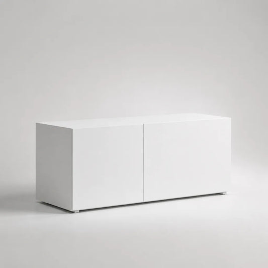 Meuble TV bas rectangulaire à 2 portes en panneaux de particules blanc, 120 × 40 × 60 cm