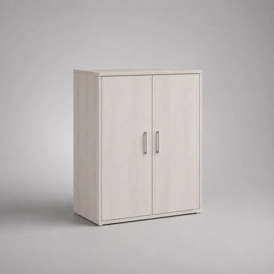 Meuble à chaussures blanc en panneaux de particules, 2 portes et 4 étagères réglables, 80 × 35 × 100 cm