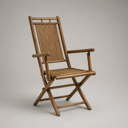 Chaise pliante d’extérieur avec accoudoirs en bambou massif marron, 58 × 64 × 102 cm